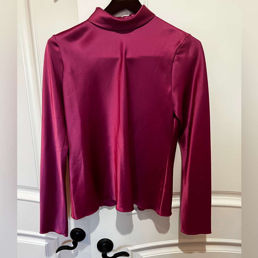 Gorgeous Nanushka Satin-Crepe Turtleneck Top Size 10
